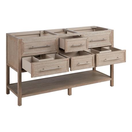 60" Robertson Console Vanity with Rectangular Undermount Sinks - Brushed White