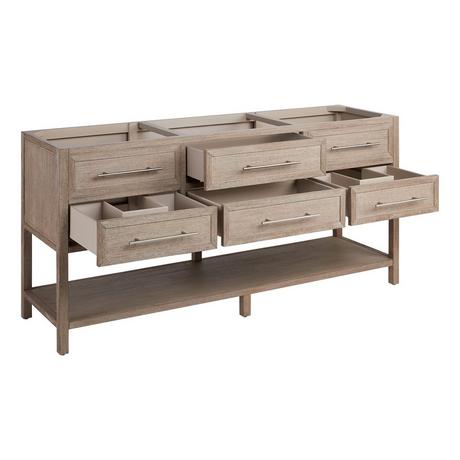 72" Robertson Console Vanity with Rectangular Undermount Sinks - Brushed White