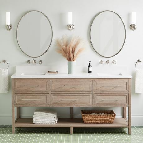72" Robertson Console Vanity with Rectangular Undermount Sinks - Brushed White