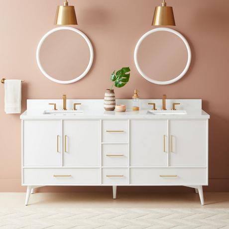 72" Novak Vanity with Rectangular Undermount Sinks - Bright White