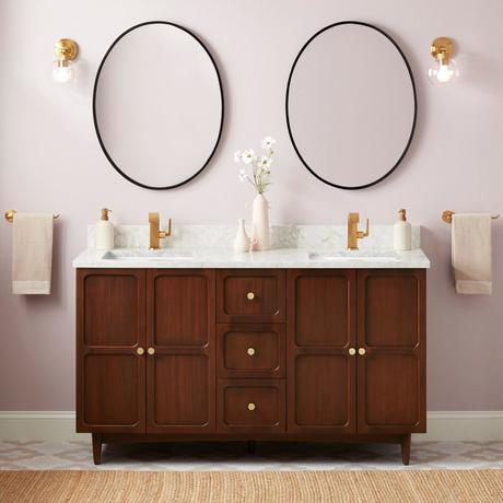 60" Delavan Vanity with Rectangular Undermount Sinks - Cold Brew