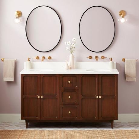 60" Delavan Vanity with Undermount Sinks - Cold Brew