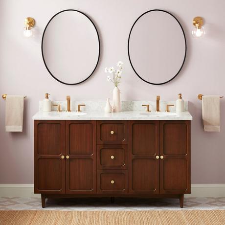 60" Delavan Vanity with Undermount Sinks - Cold Brew