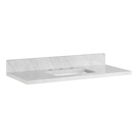 37" x 19" 3cm Narrow Marble Vanity Top with Rectangular Undermount Sink - Widespread - Carrara