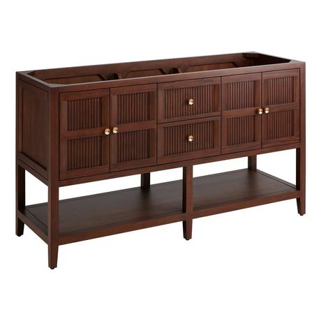 60" Nikolai Vanity with Outlets - Rect Undermount Sinks - Winterland Walnut