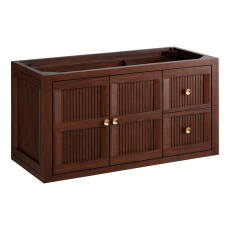 36" Nikolai Narrow Wall-Mount Vanity with Outlet - Rect Undermount Sink - Winterland Walnut