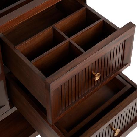 36" Nikolai Narrow Wall-Mount Vanity with Outlet - Rect Undermount Sink - Winterland Walnut