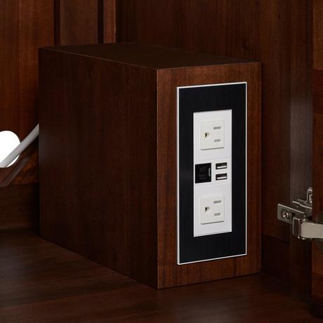 36" Nikolai Narrow Wall-Mount Vanity with Outlet - Rect Undermount Sink - Winterland Walnut