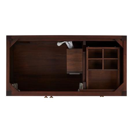 36" Nikolai Narrow Wall-Mount Vanity with Outlet - Rect Undermount Sink - Winterland Walnut