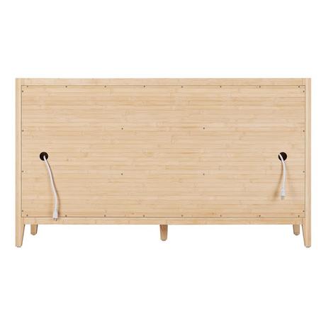 60" Arrietty Double Vanity with Outlets - Natural Bamboo - Vanity Cabinet Only