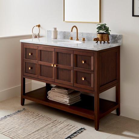 48" Nikolai Vanity with Outlet - Undermount Sink - Winterland Walnut