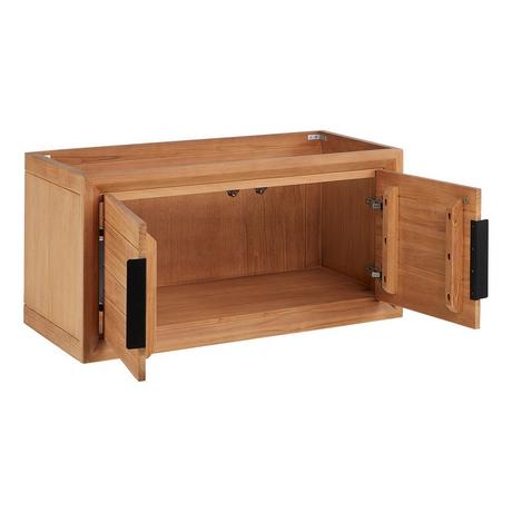 36" Aliso Narrow Wall-Mount Vanity with Rect Undermount - Outlets - Natural Teak