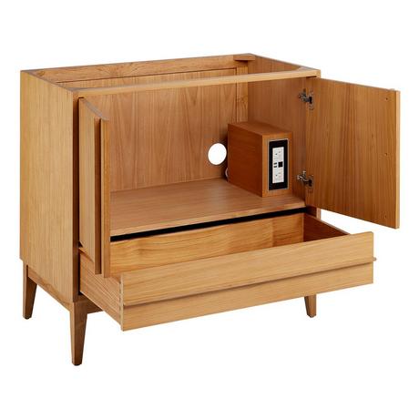 36" Sybill Vanity with Outlet - Natural Teak - Vanity Cabinet Only