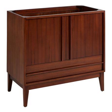 36" Sybill Mahogany Vanity with Outlet - Washed Walnut - Vanity Cabinet Only