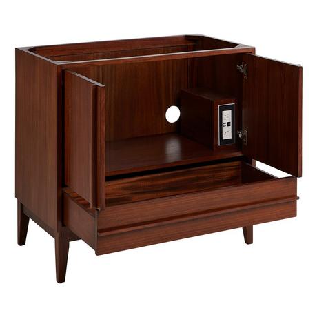 36" Sybill Mahogany Vanity with Outlet - Washed Walnut - Vanity Cabinet Only