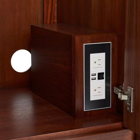 36" Sybill Mahogany Vanity with Outlet - Washed Walnut - Vanity Cabinet Only