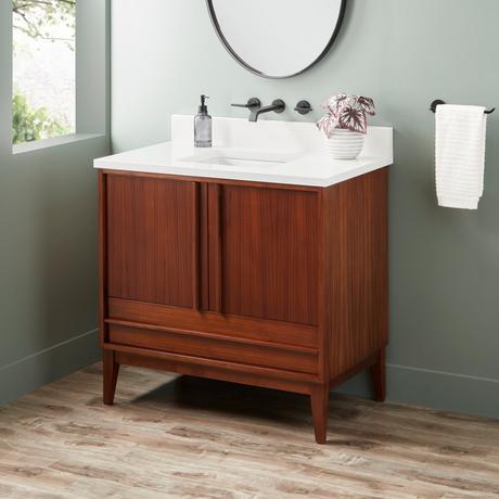 36" Sybill Mahogany Vanity - Outlet - Rect undermount - Washed Walnut