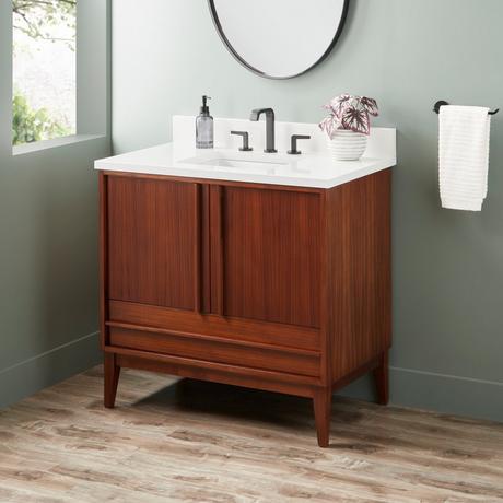 36" Sybill Mahogany Vanity - Outlet - Rect undermount - Washed Walnut