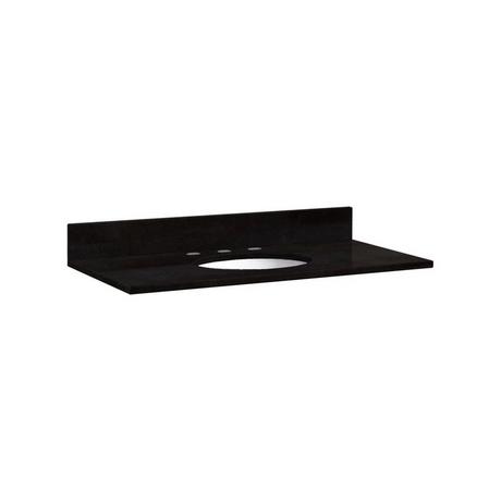 37" x 19" 2cm Narrow Granite Vanity Top for Undermount Sink- Absolute Black - White Porcelain Sink