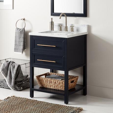 24" Robertson Mahogany Console Vanity for Rectangular Undermount Sink - Midnight Navy Blue