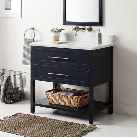 36" Robertson Mahogany Console Vanity for Undermount Sink - Midnight Navy Blue