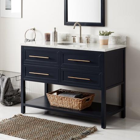 48" Robertson Mahogany Console Vanity for Undermount Sink - Midnight Navy Blue