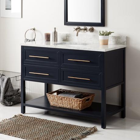 48" Robertson Mahogany Console Vanity for Rectangular Undermount Sink - Midnight Navy Blue