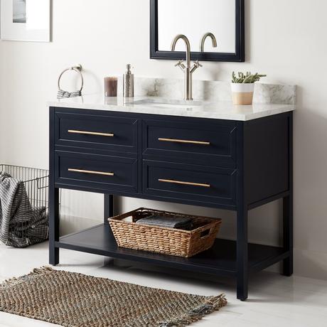 48" Robertson Mahogany Console Vanity for Rectangular Undermount Sink - Midnight Navy Blue
