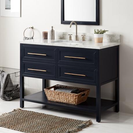 48" Robertson Mahogany Console Vanity for Rectangular Undermount Sink - Midnight Navy Blue