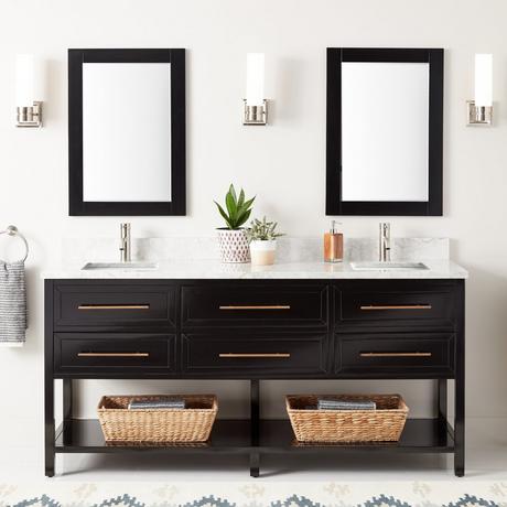 72" Robertson Double Console Vanity for Rectangular Undermount Sinks - Black