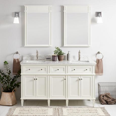 60" Elmdale Double Vanity for Rectangular Undermount Sinks - White