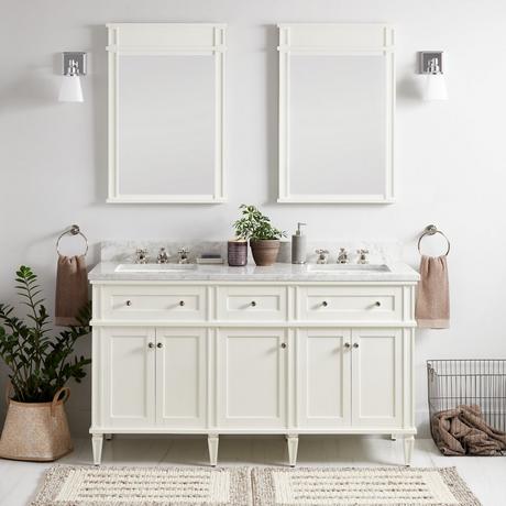 60" Elmdale Double Vanity for Rectangular Undermount Sinks - White