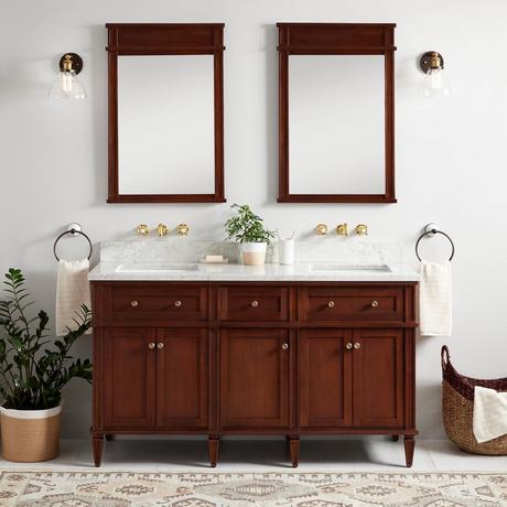 60" Elmdale Double Vanity for Rectangular Undermount Sinks - Antique Brown