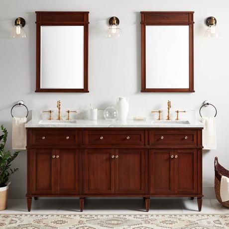 72" Elmdale Double Vanity for Rectangular Undermount Sinks - Antique Brown