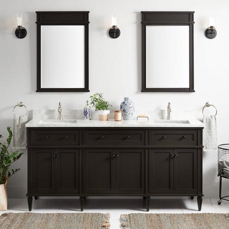 72" Elmdale Double Vanity for Rectangular Undermount Sinks - Charcoal Black